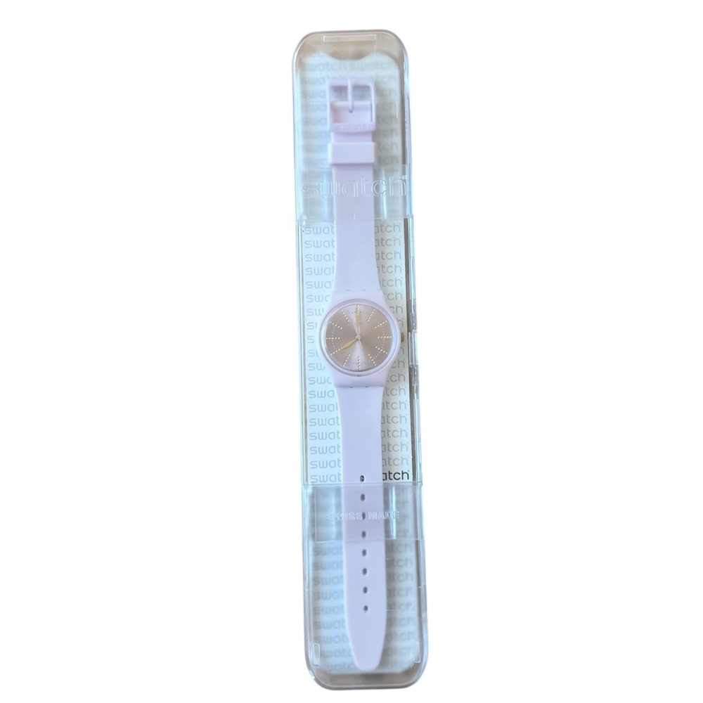 Swatch GUIMAUVE GP148 Watch w/ Metallic Face & Light Pink Silicone Strap - Picture 2 of 11